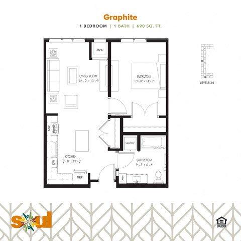 a floor plan of a home with a bedroom and a living room